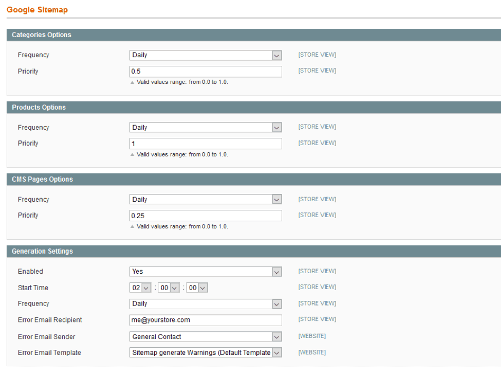Google sitemap