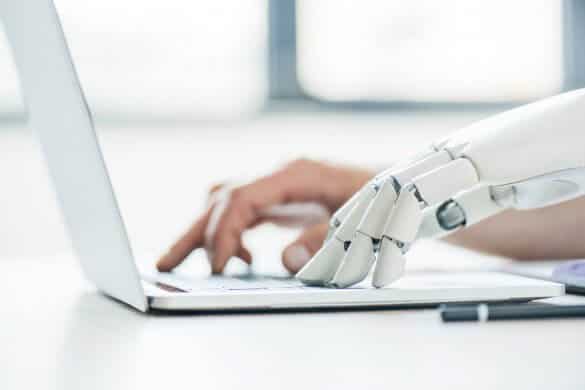 Robot and human hand typing