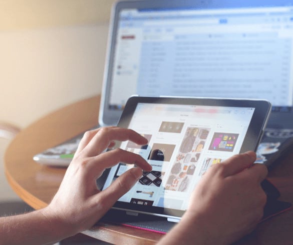 Person looking at online store on tablet